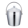 Drum Stype Thickning Double Stainless Steel Ice Bucket with Lid & Handle